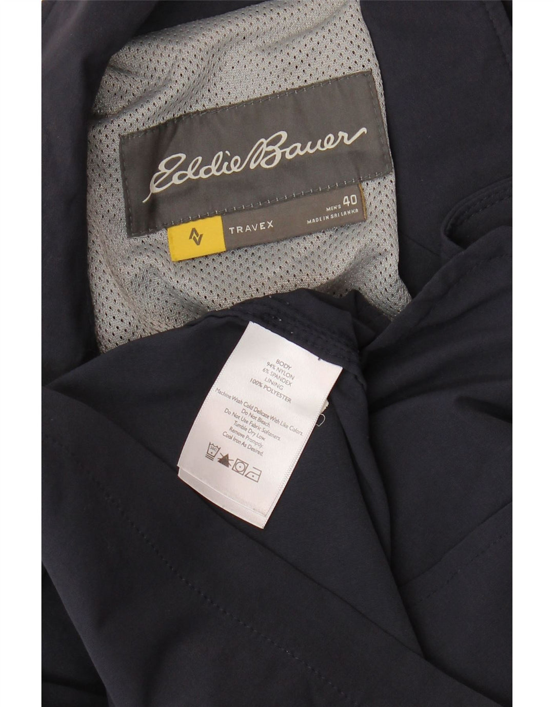 EDDIE BAUER Męska marynarka zapinana na 3 guziki UK 40, duża, granatowa, nylonowa
