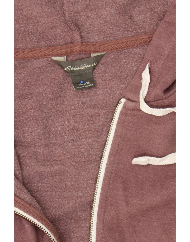EDDIE BAUER Womens Zip Hoodie Sweater UK 14 Medium Maroon Cotton Vintage Eddie Bauer and Second-Hand Eddie Bauer from Messina Hembry 