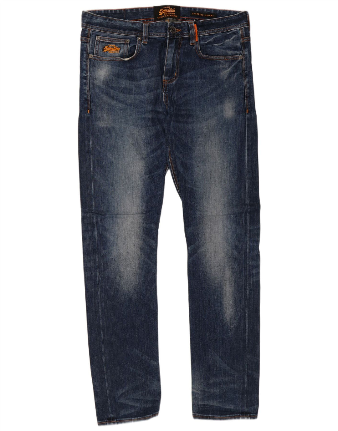 SUPERDRY Męskie jeansy obcisłe o standardowym kroju W34 L32 Niebieskie bawełniane