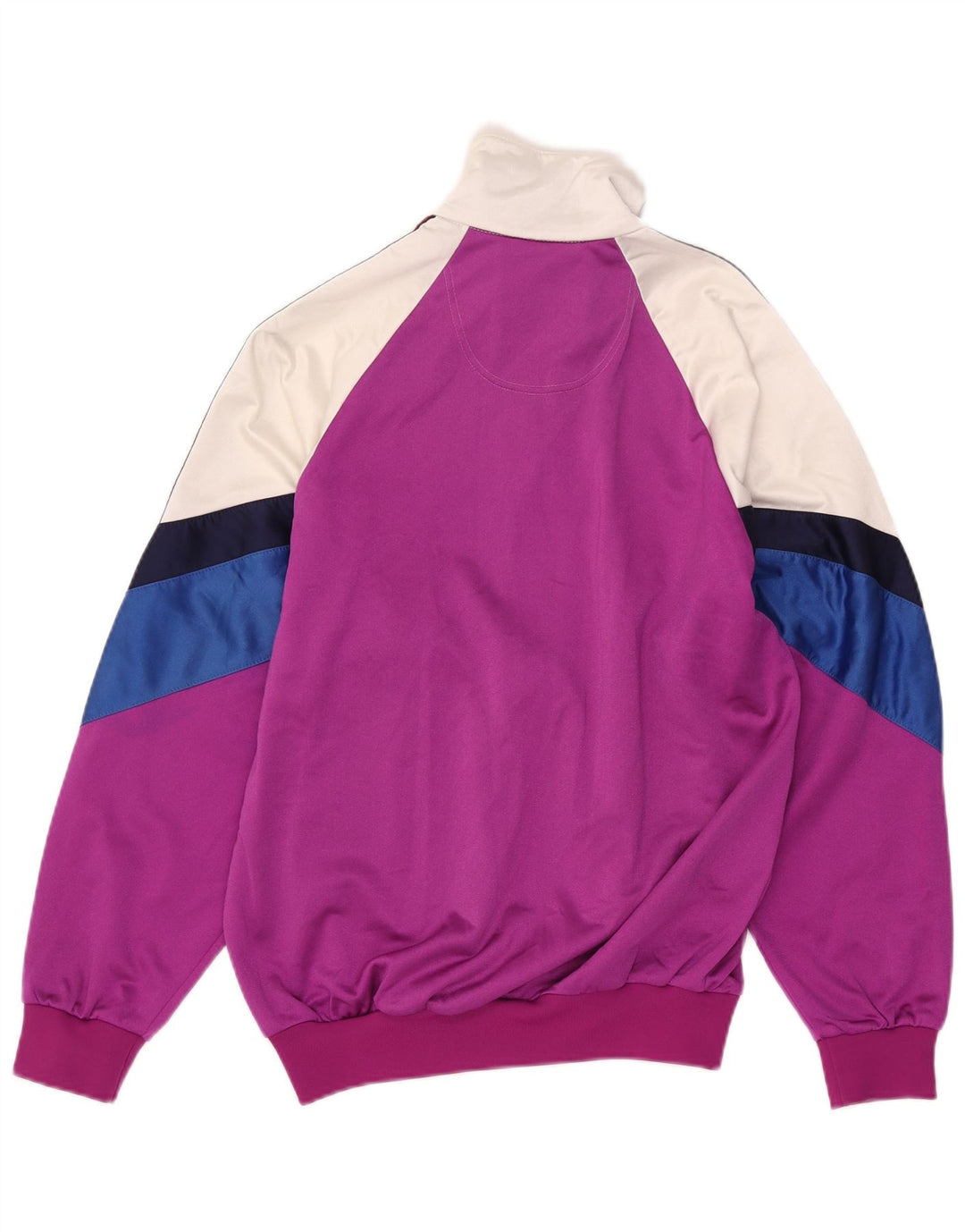 Męski pełny dres Asics z grafiką, mały, różowy, z blokami kolorów, poliamid, retro