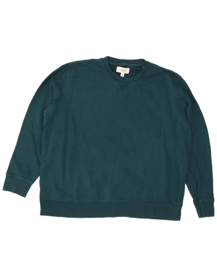 Marks & Spencer Męski sweter bluzowy 3XL, zielony, bawełniany