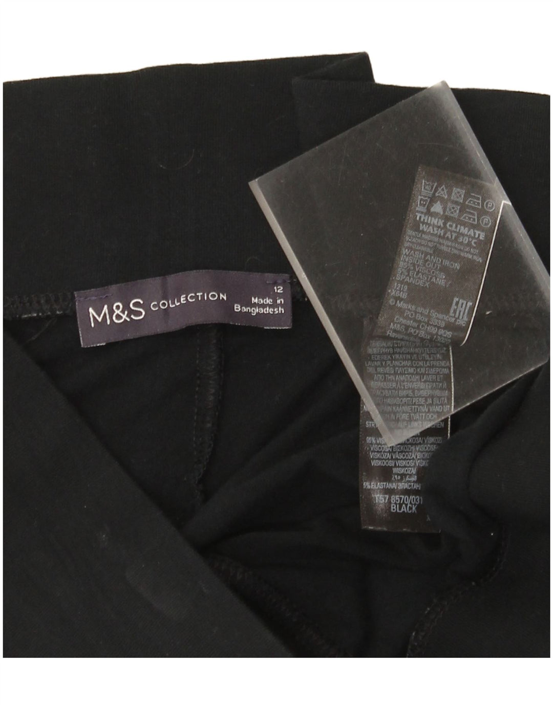 Damskie legginsy Capri Marks & Spencer UK 12, średnia czarna wiskoza