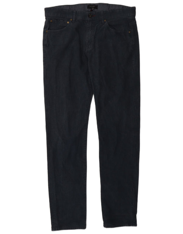 Męskie spodnie typu slim casual Ted Baker W32 L30 Granatowa, bawełniana w jodełkę