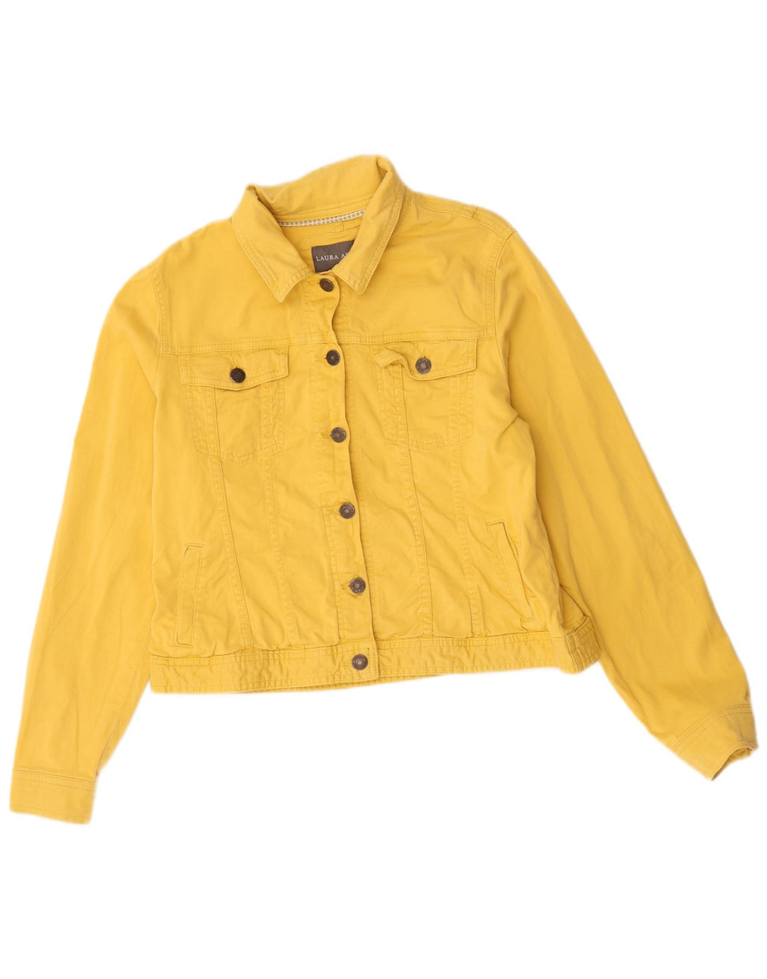 Damska kurtka dżinsowa Laura Ashley Crop Oversize UK 14, duża, żółta bawełna