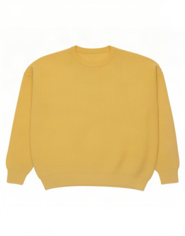 Vintage męski sweter z wycięciem pod szyją, duży żółty