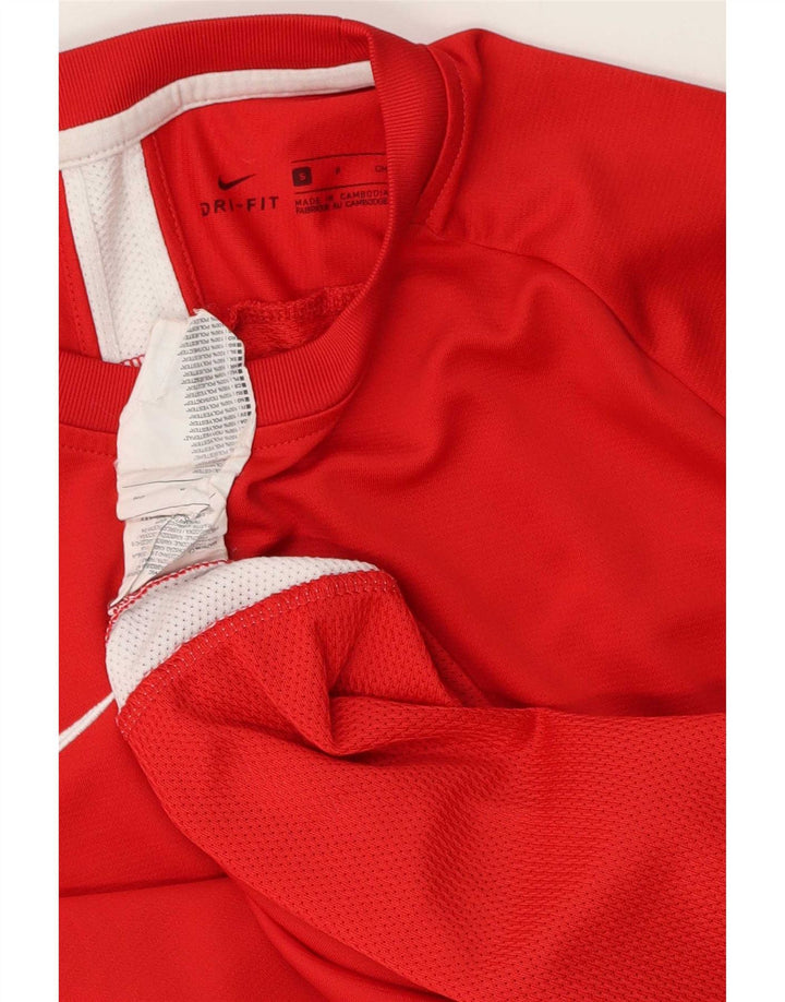 Męski T-shirt Nike Dri Fit, mały, czerwony, poliestrowy blok kolorów