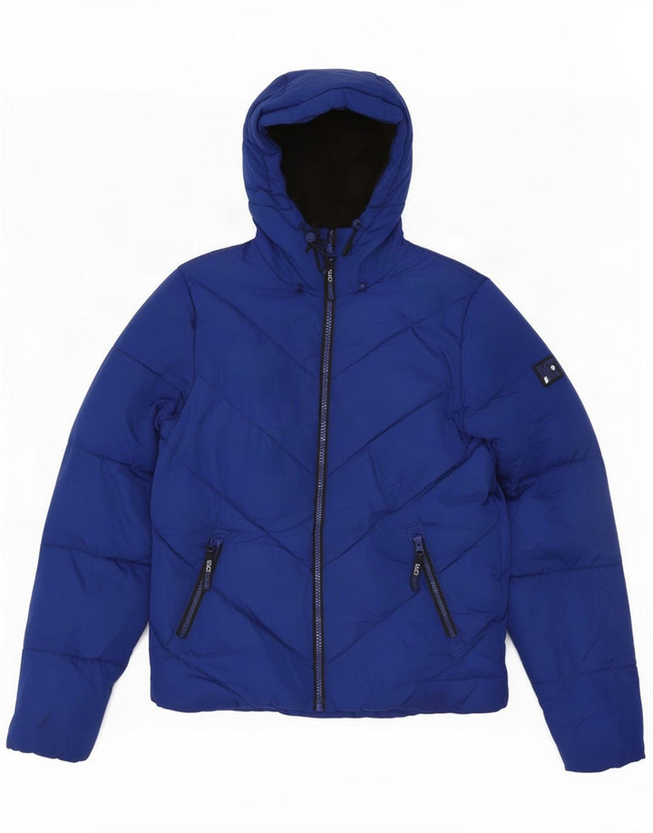 Męska ocieplana kurtka z kapturem Superdry UK 38, średni niebieski poliester