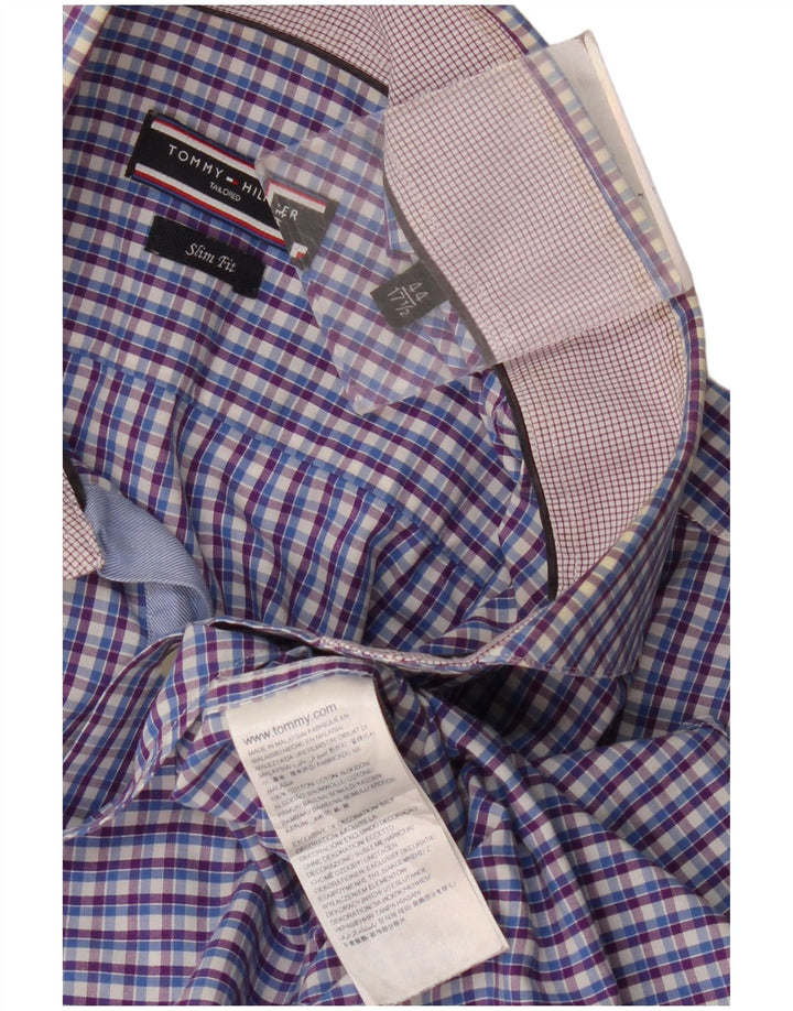 Męska koszula slim fit Tommy Hilfiger w kratkę, rozmiar 44 17 1/2 XL, fioletowa kratka