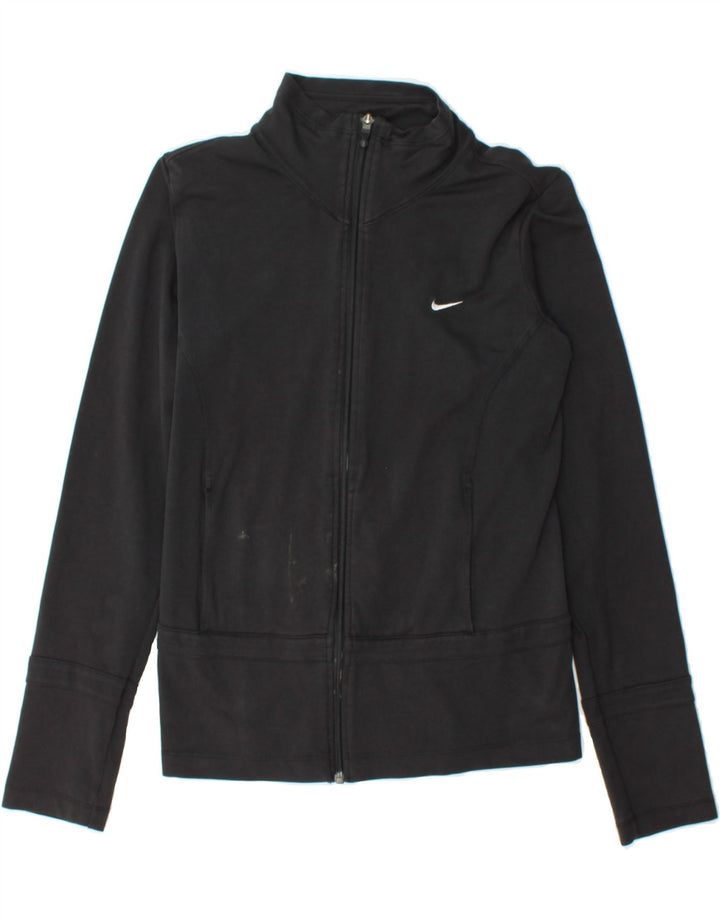 NIKE Womens Tracksuit Top Jacket UK 12/14 Medium Black Polyester Vintage Nike and Second-Hand Nike from Messina Hembry 