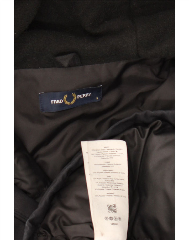 Męska kurtka parka z kapturem FRED PERRY UK 36, mała, czarna, bawełniana