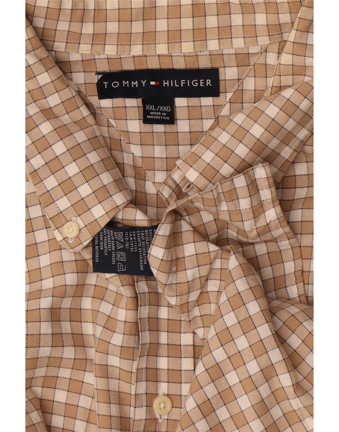 Koszula męska Tommy Hilfiger 2XL z bawełny w beżową kratę
