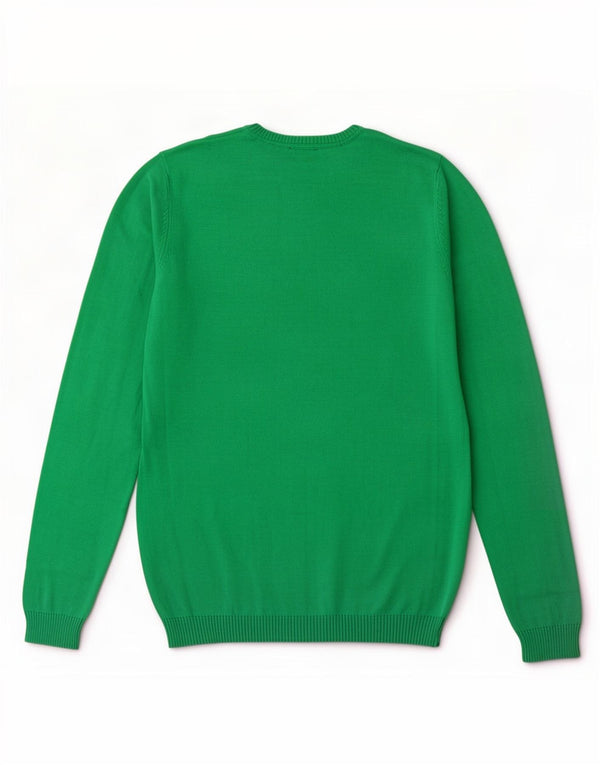 Sweter chłopięcy Benetton z okrągłym dekoltem, 13-14 lat, 3XL, zielona bawełna
