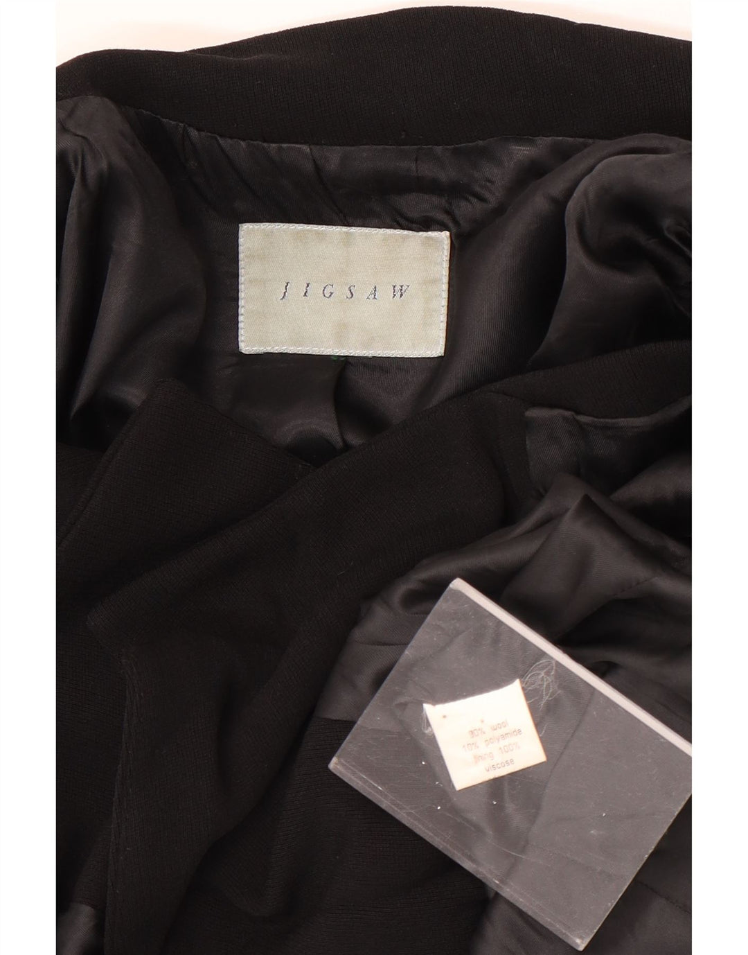 Płaszcz damski Jigsaw Pea Coat UK 14, średnia czarna wełna