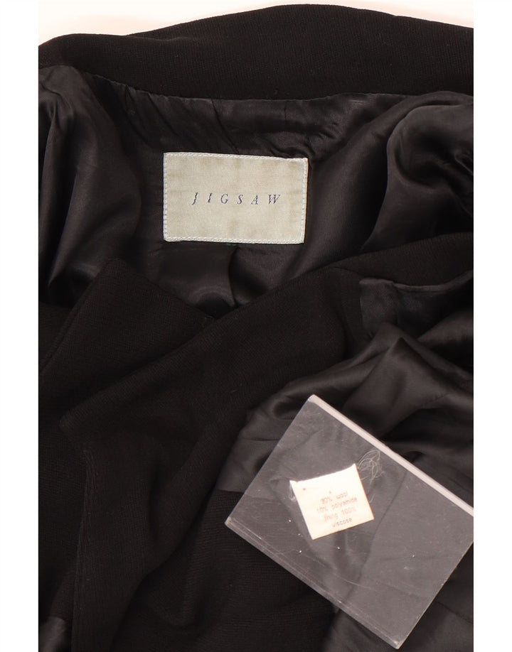 Płaszcz damski Jigsaw Pea Coat UK 14, średnia czarna wełna