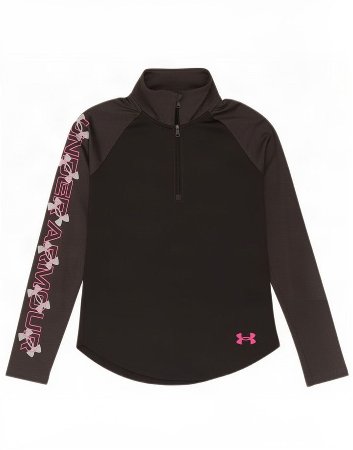 Dziewczęcy dres Under Armour z graficznym pulowerem, 9-10 lat, średni czarny