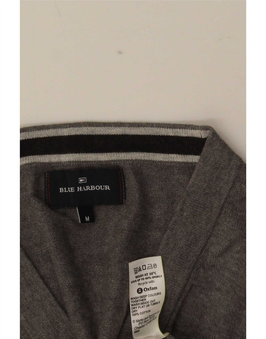 Marks & Spencer Męski sweter rozpinany w kolorze niebieskim Harbor, średnioszary, bawełniany