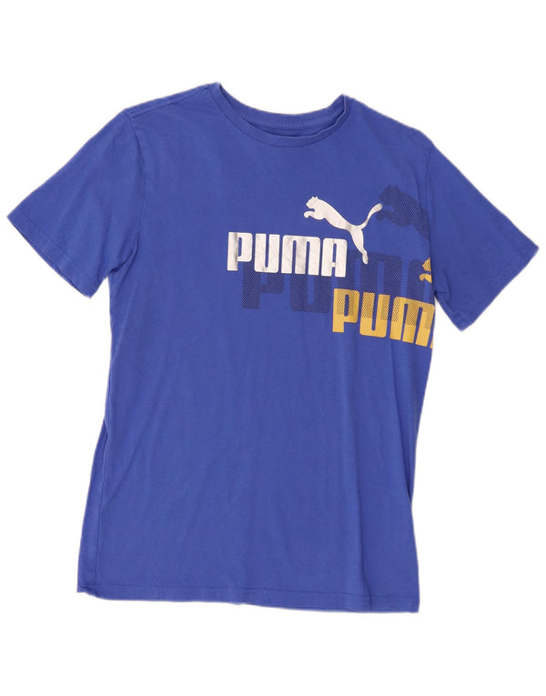 Chłopięcy T-shirt z grafiką Puma, 15-16 lat XL, niebieska bawełna