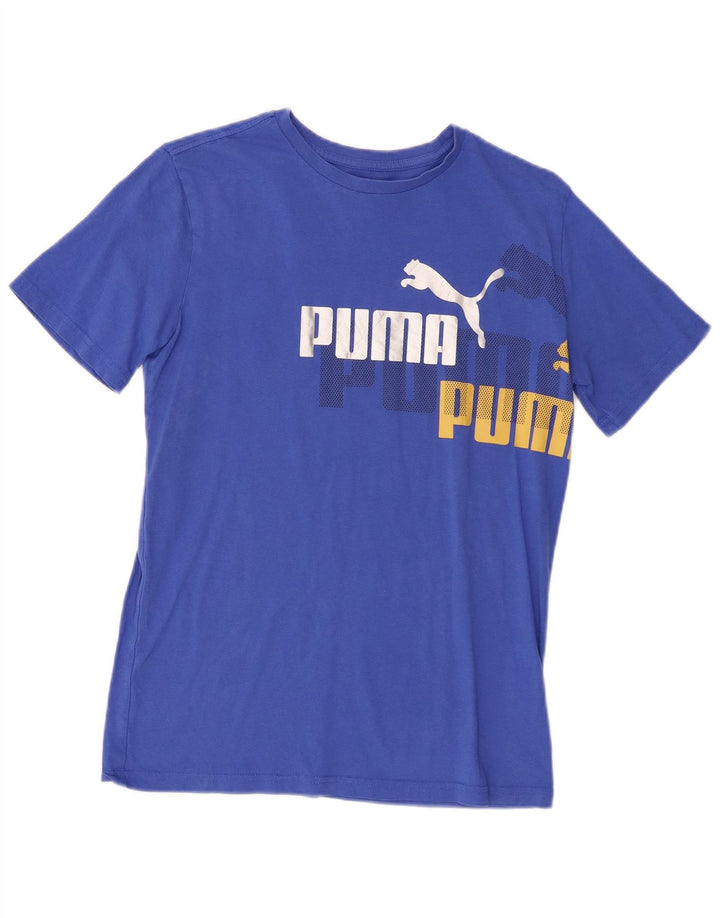 Chłopięcy T-shirt z grafiką Puma, 15-16 lat XL, niebieska bawełna