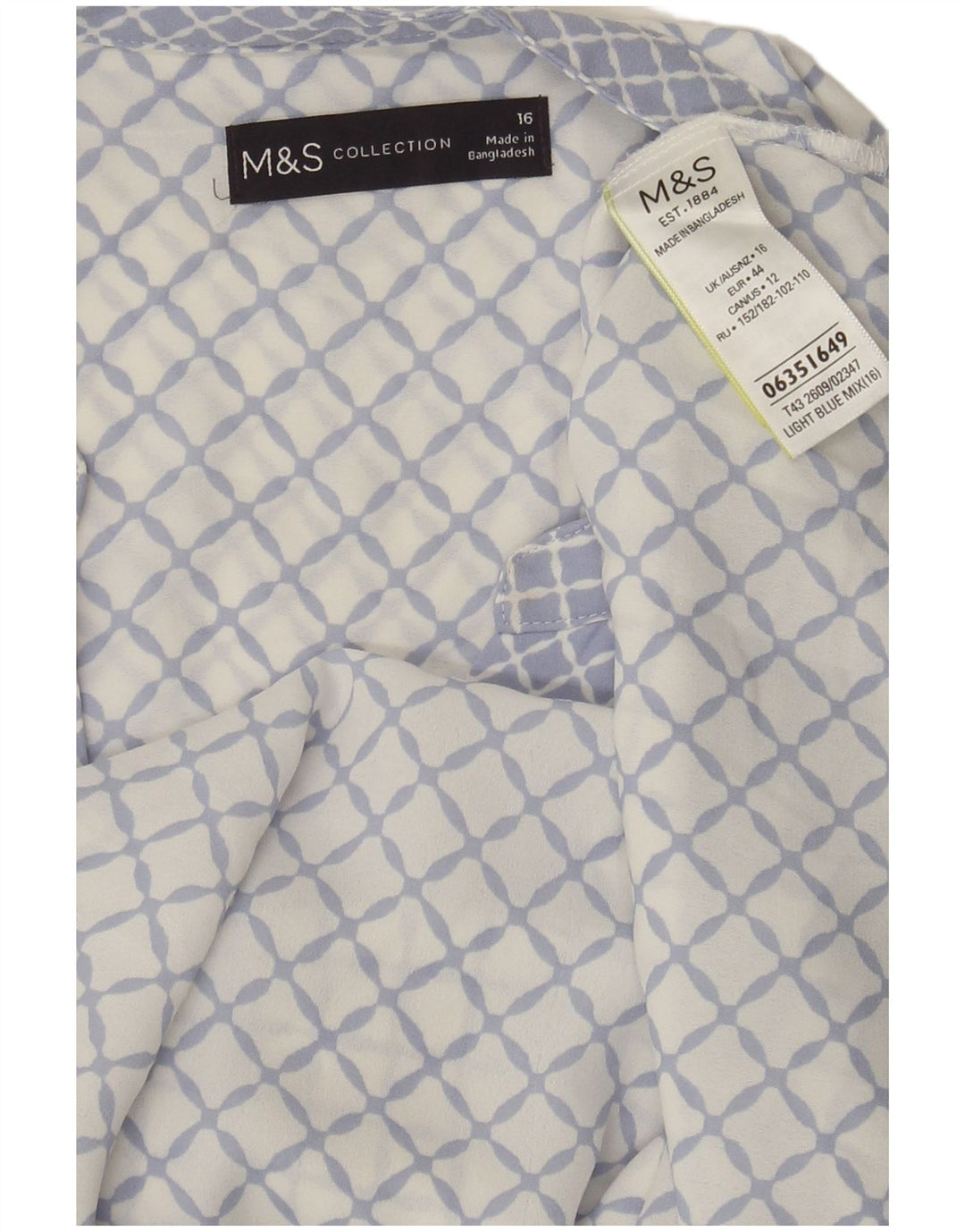 Damska bluzka bez rękawów Marks & Spencer UK 16, duża, niebieska, geometryczna