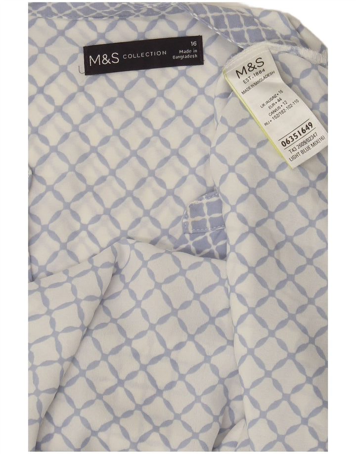 Damska bluzka bez rękawów Marks & Spencer UK 16, duża, niebieska, geometryczna