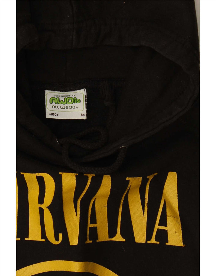 Męski sweter z kapturem Nirvana w stylu vintage, średnio czarny, bawełniany