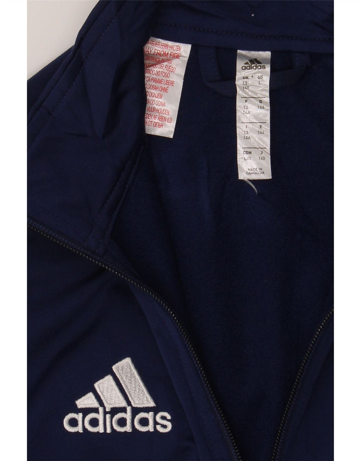 ADIDAS Boys Tracksuit Top Jacket 13-14 Years Large Navy Blue Polyester Vintage Adidas and Second-Hand Adidas from Messina Hembry 