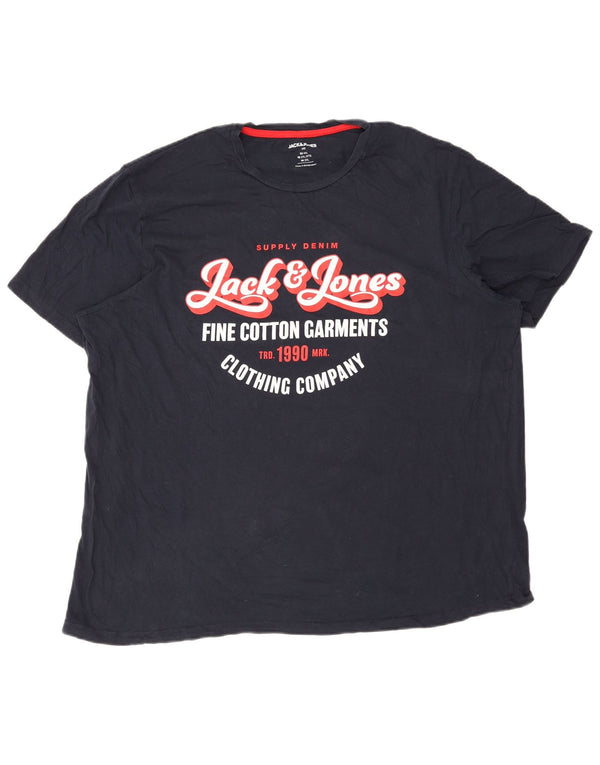 Męska koszulka z grafiką Jack & Jones, 2XL, granatowa, bawełniana