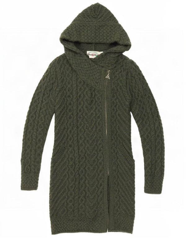 arancrafts Damski sweter z długim rękawem i kapturem UK 10 Small Green