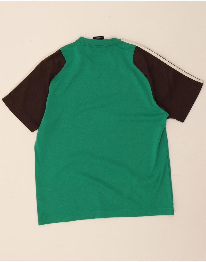 Adidas Męski T-Shirt Top Średni Zielony Kolor Blokowy Bawełniany