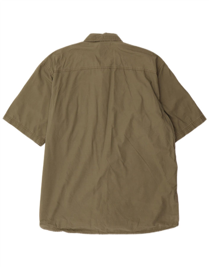 Koszula męska z krótkim rękawem EDDIE BAUER, duża, bawełniana w kolorze khaki