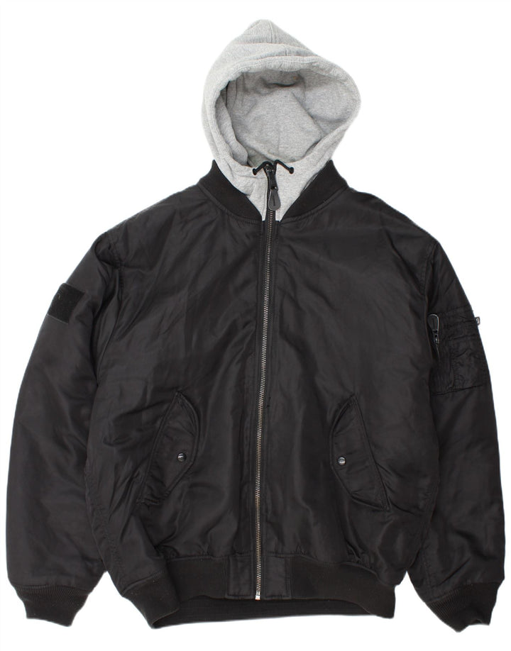 BRANDIT Męska kurtka bomberka z kapturem UK 46 3XL, czarny nylon