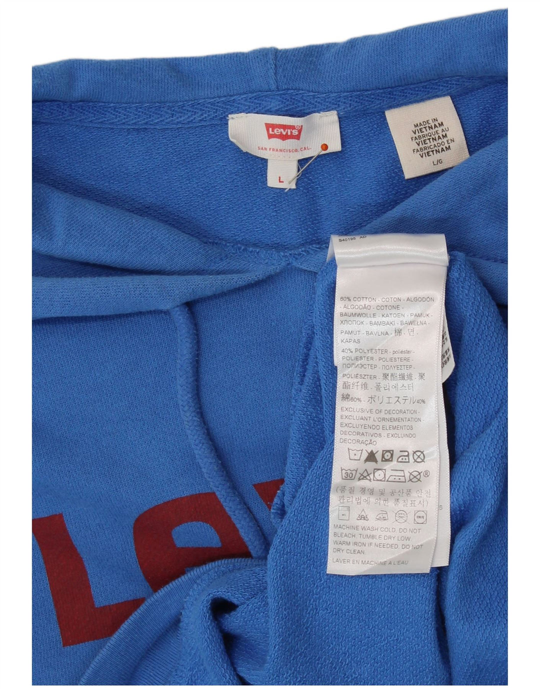 Damski sweter LEVI'S z grafiką, oversize, UK 16, duży, niebieski, bawełniany