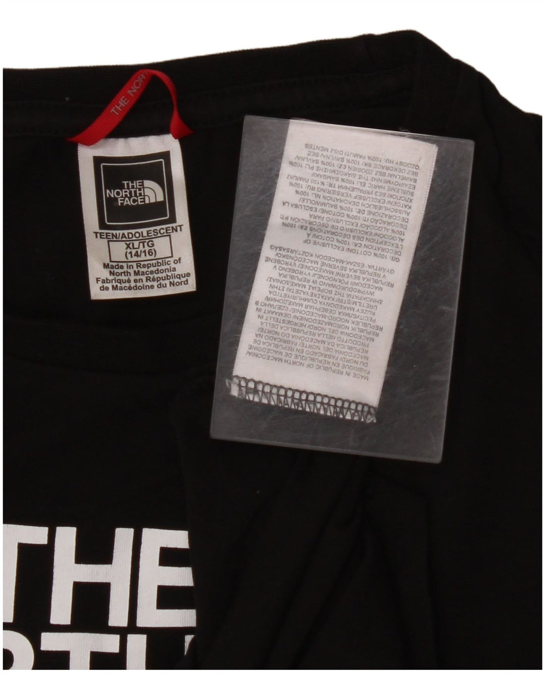 Dziewczęcy top z grafiką THE NORTH FACE z długim rękawem, 14-15 lat XL, czarny, bawełniany