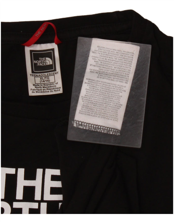 Dziewczęcy top z grafiką THE NORTH FACE z długim rękawem, 14-15 lat XL, czarny, bawełniany