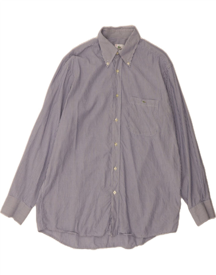 LACOSTE Mens Shirt Size 43 Large Navy Blue Pinstripe Cotton Vintage Lacoste and Second-Hand Lacoste from Messina Hembry 