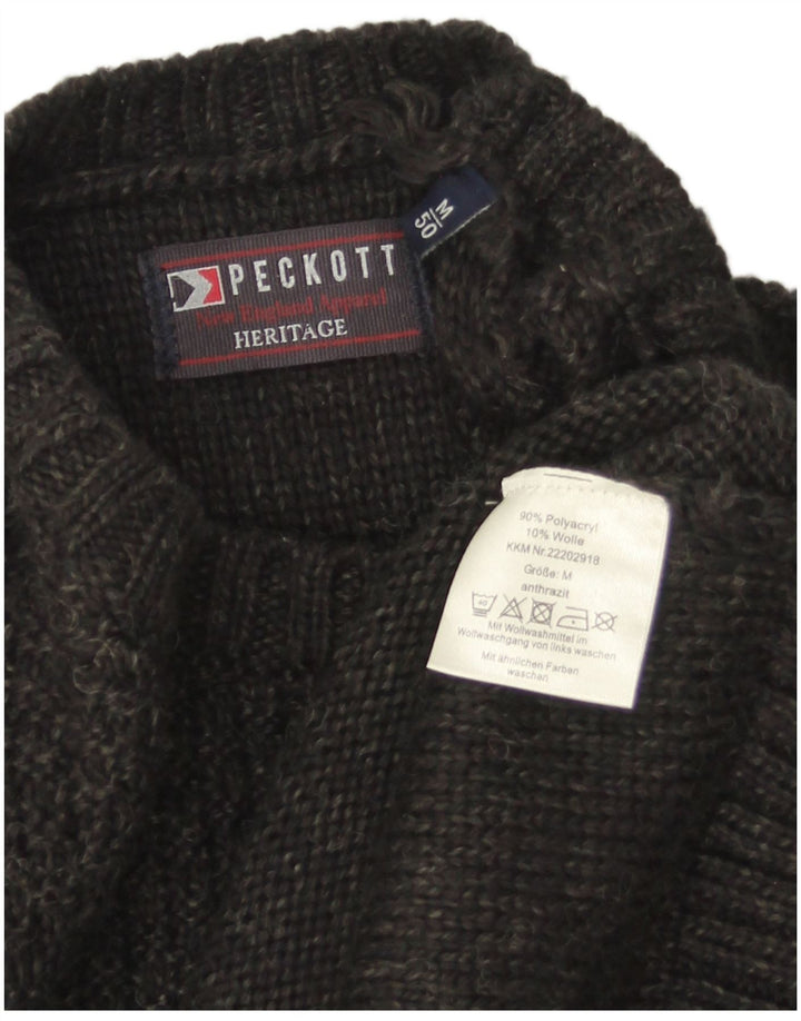 Męski sweter Peckott Heritage z okrągłym dekoltem, średnioszary, poliakrylowy