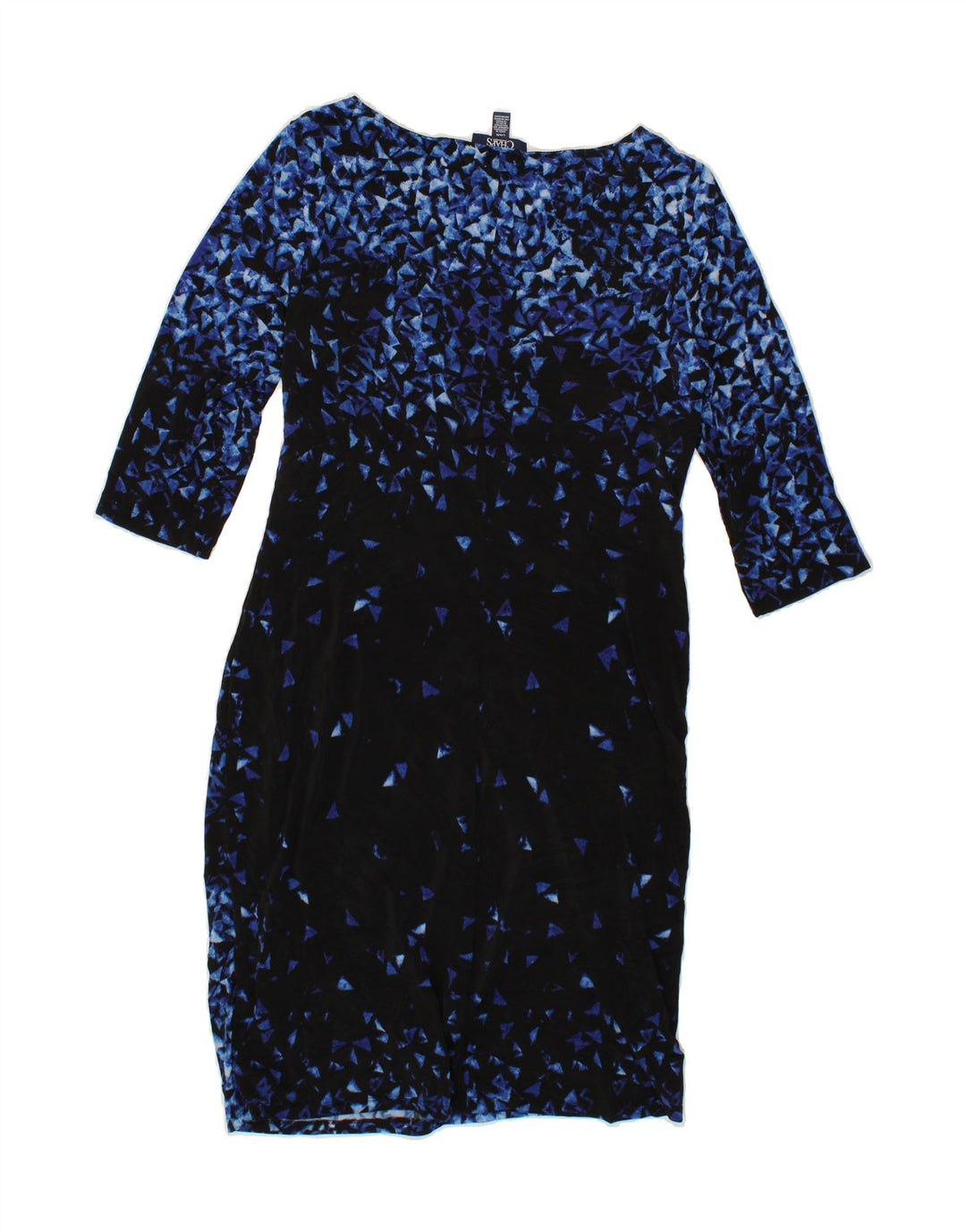CHAPS Womens Long Sleeve Sheath Dress UK 14 Large Navy Blue Polyester Vintage Chaps and Second-Hand Chaps from Messina Hembry 