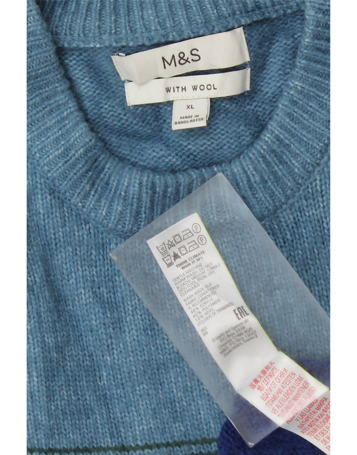 Marks & Spencer Męski sweter z okrągłym dekoltem XL, wielokolorowe paski