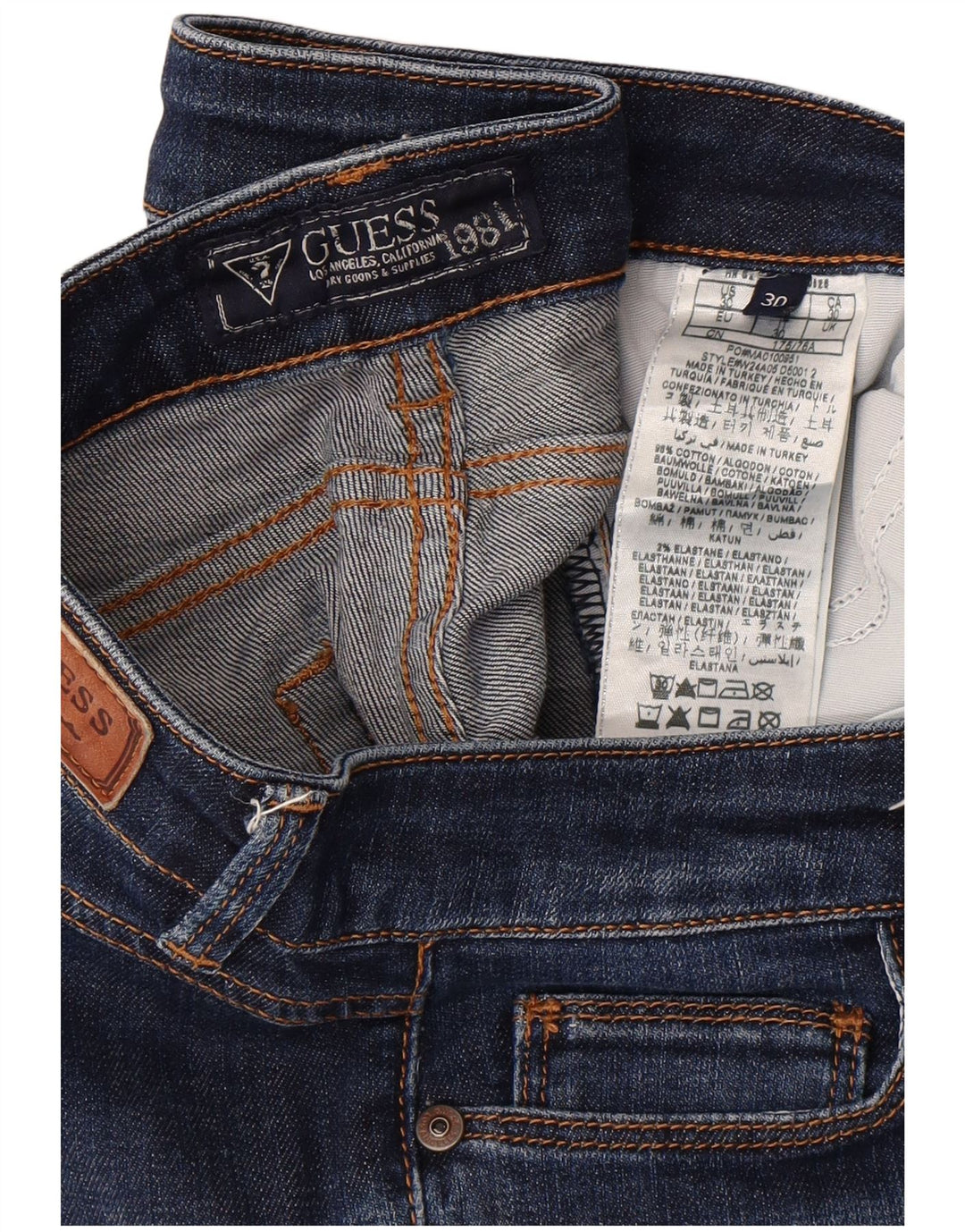 Damskie jeansy Guess Starlet Straight W30 L32 Niebieskie bawełniane