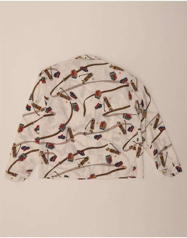 Damska bluzka koszulowa CANDA w abstrakcyjny wzór IT 46, duży, biały poliester