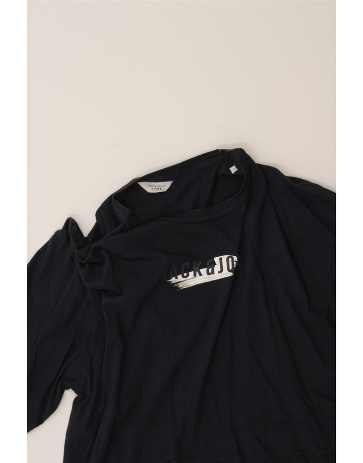 JACK & JONES Mens Core Graphic T-Shirt Top Large Navy Blue Cotton Vintage Jack & Jones and Second-Hand Jack & Jones from Messina Hembry 