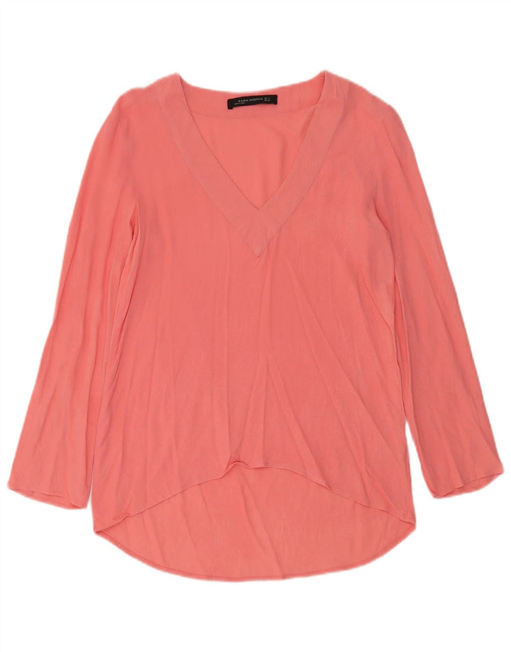 Damska tunika z długim rękawem Zara UK 10 Small Pink Wiskoza