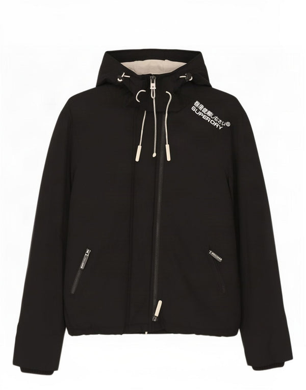 Męska wiatrówka z kapturem Superdry UK 40, duża, czarna nylonowa