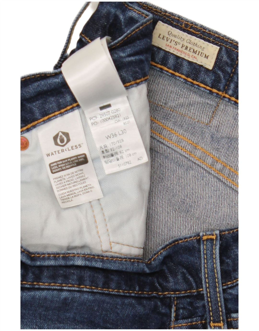 Męskie proste dżinsy LEVI'S W36 L27 Niebieskie bawełniane