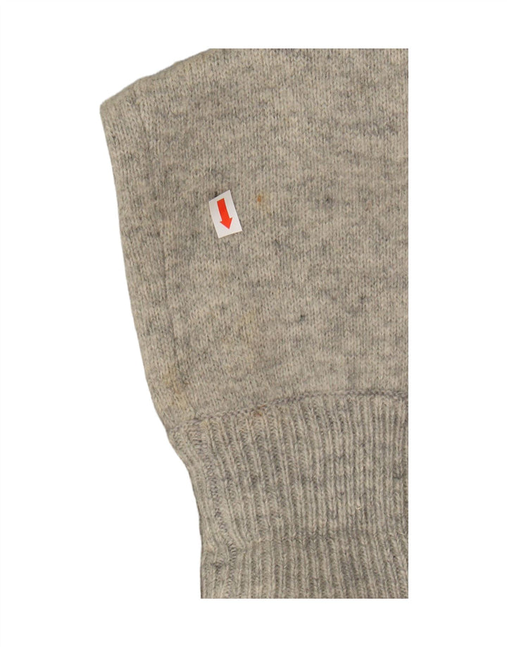 Damski sweter rozpinany z grafiką i zamkiem błyskawicznym Woolrich UK 10, mała, szara wełna