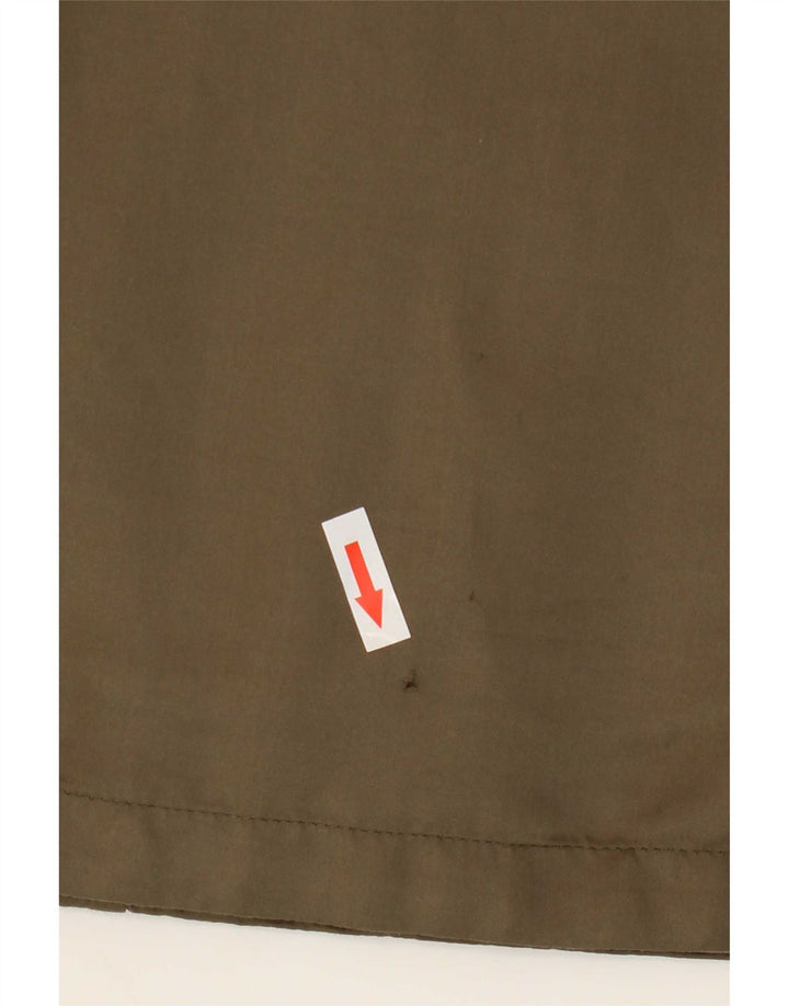 Vintage damski płaszcz z kapturem, UK 14, duży, khaki, poliester