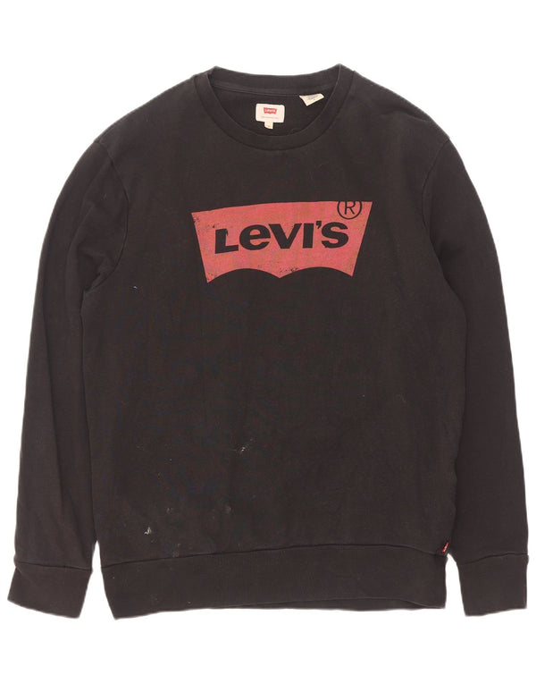 Męska bluza z grafiką Levi's, średnia czarna, bawełniana