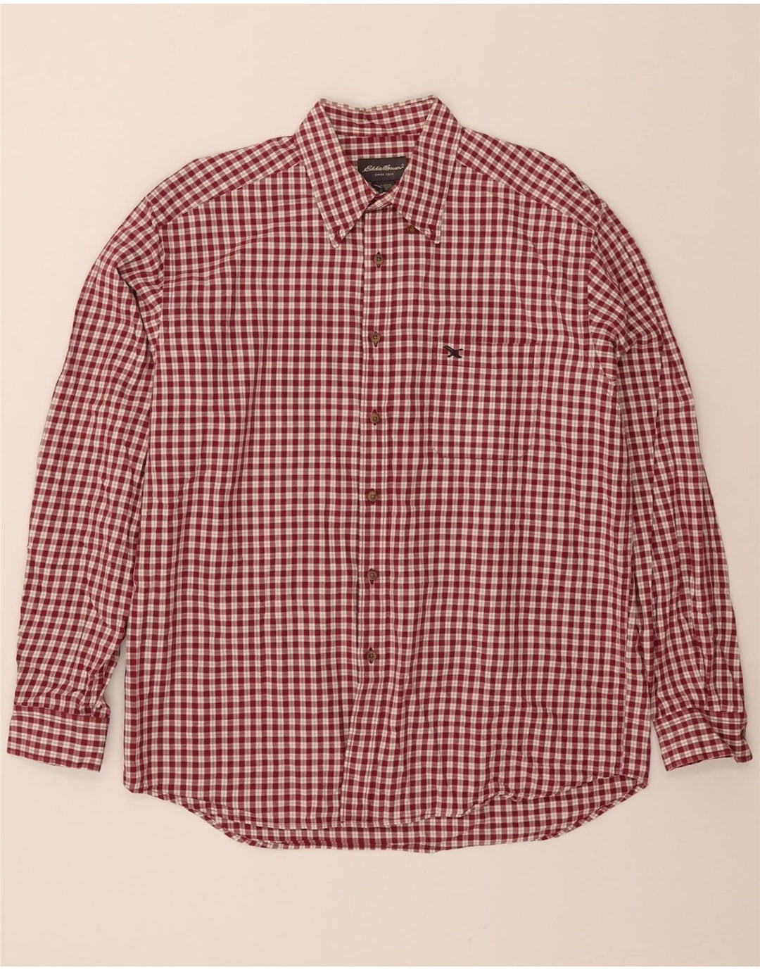 EDDIE BAUER Mens Flannel Shirt Large Red Check Cotton Vintage Eddie Bauer and Second-Hand Eddie Bauer from Messina Hembry 