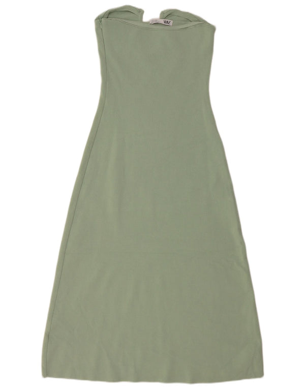 Damska sukienka bez ramiączek Zara UK 12 Średnia zielona wiskoza