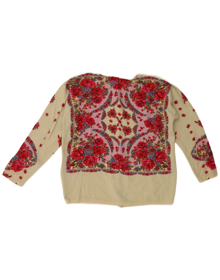 Damski sweter rozpinany Blumarine IT 46 Duża wielokolorowa wełna w kwiaty
